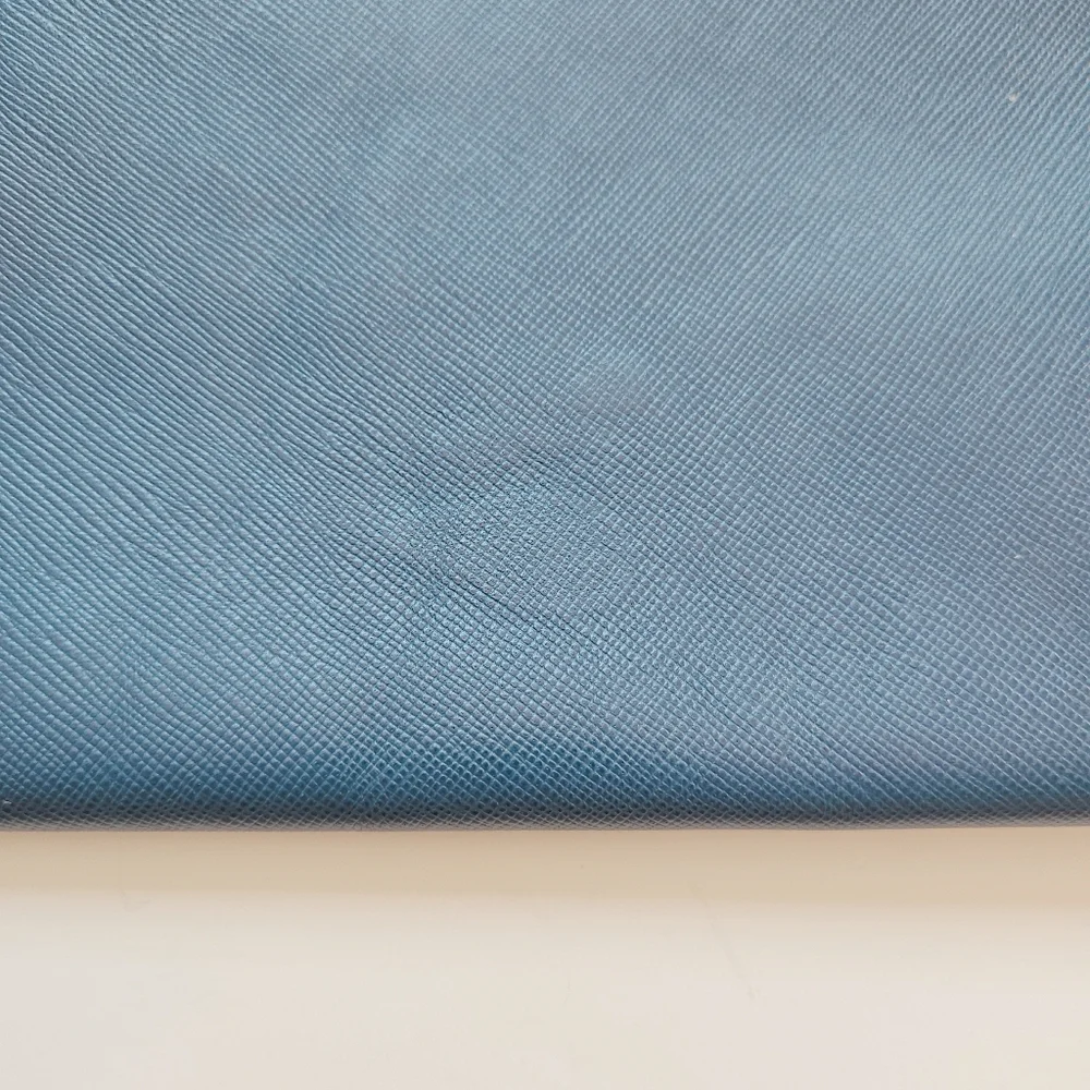 PRADA Saffiano Leather Blue Zipper Clutch Pouch Bag With Silver Hardware. - Picture 6 of 14